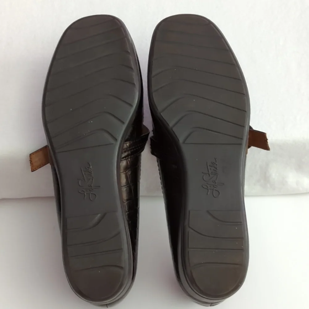 Life Stride Denise Mary Jane Size 8M Slip On Brown Black Faux Shoes